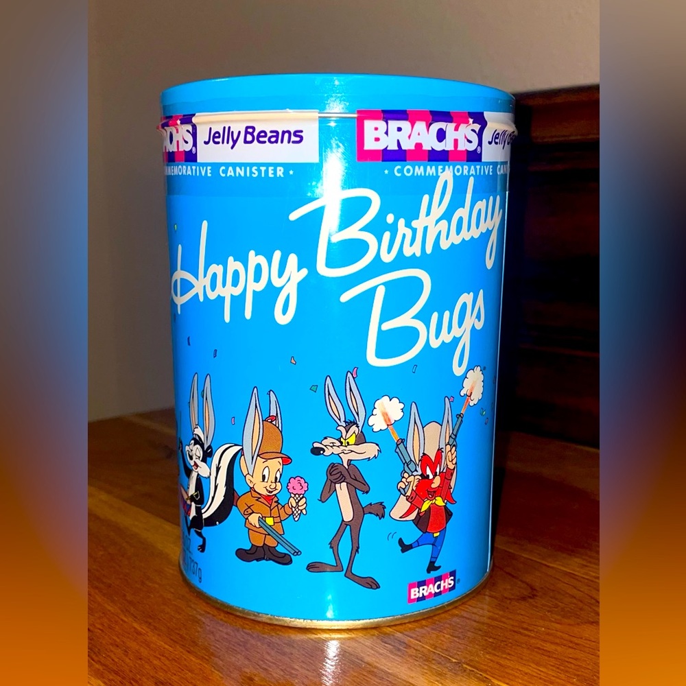Vintage Happy Birthday Bugs Jelly Beans In a 26 oz Tin Canister